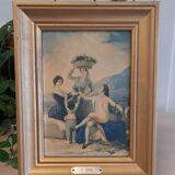 Gilded wall frame 15.5 x 19.5 cm, reproduction "the harvest" or "autumn" by goya