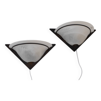 Une paire d'appliques en verre de Murano de style Art déco, années 1980
