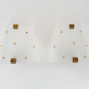 Pair of vintage wall lamps in Plexiglas and Rockabilly brass. Year 50