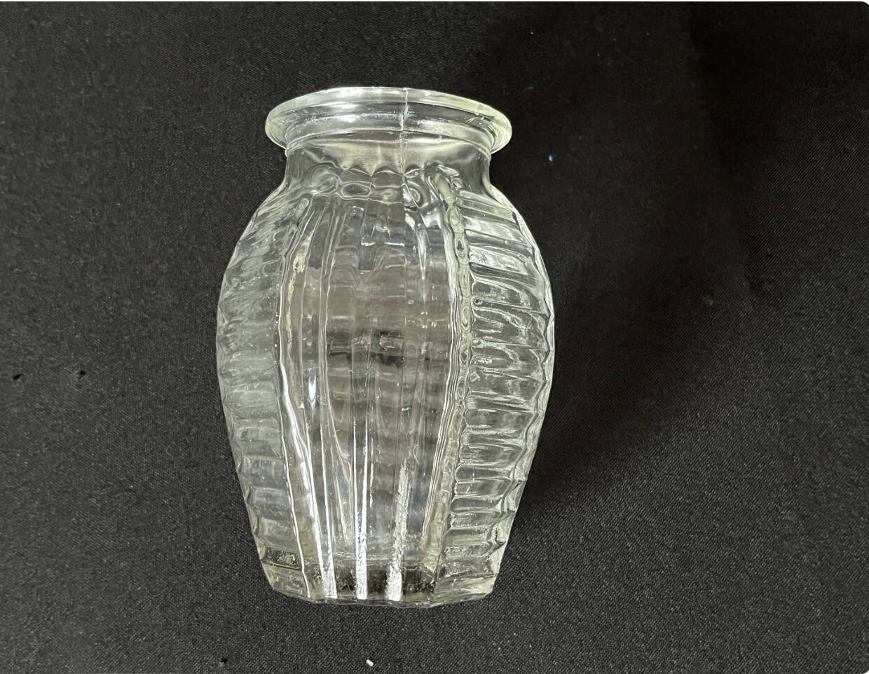 Art Deco geometric pattern glass hyacinth vase, 1930