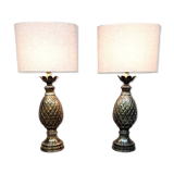 Ensemble de lampes de table ananas vintage en laiton, Français