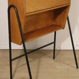 Vintage 1960s wooden secretary with metal legs.