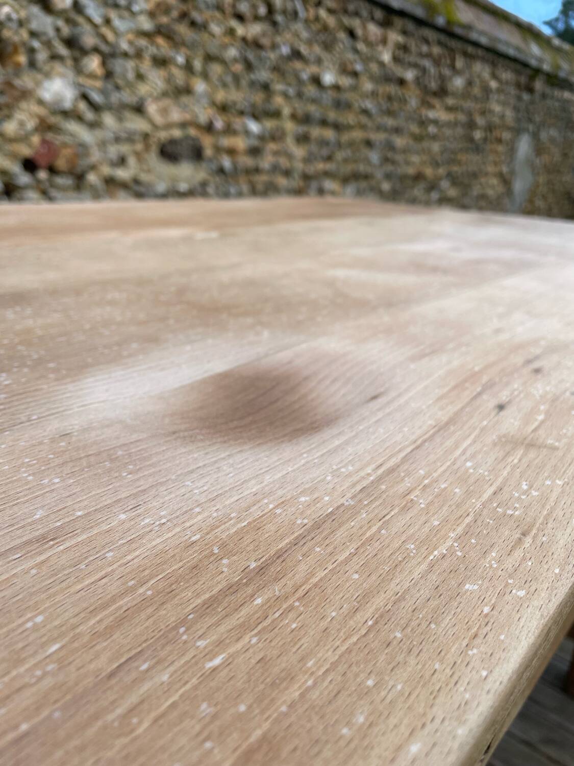 Farmhouse table with 2 drawers in solid beech