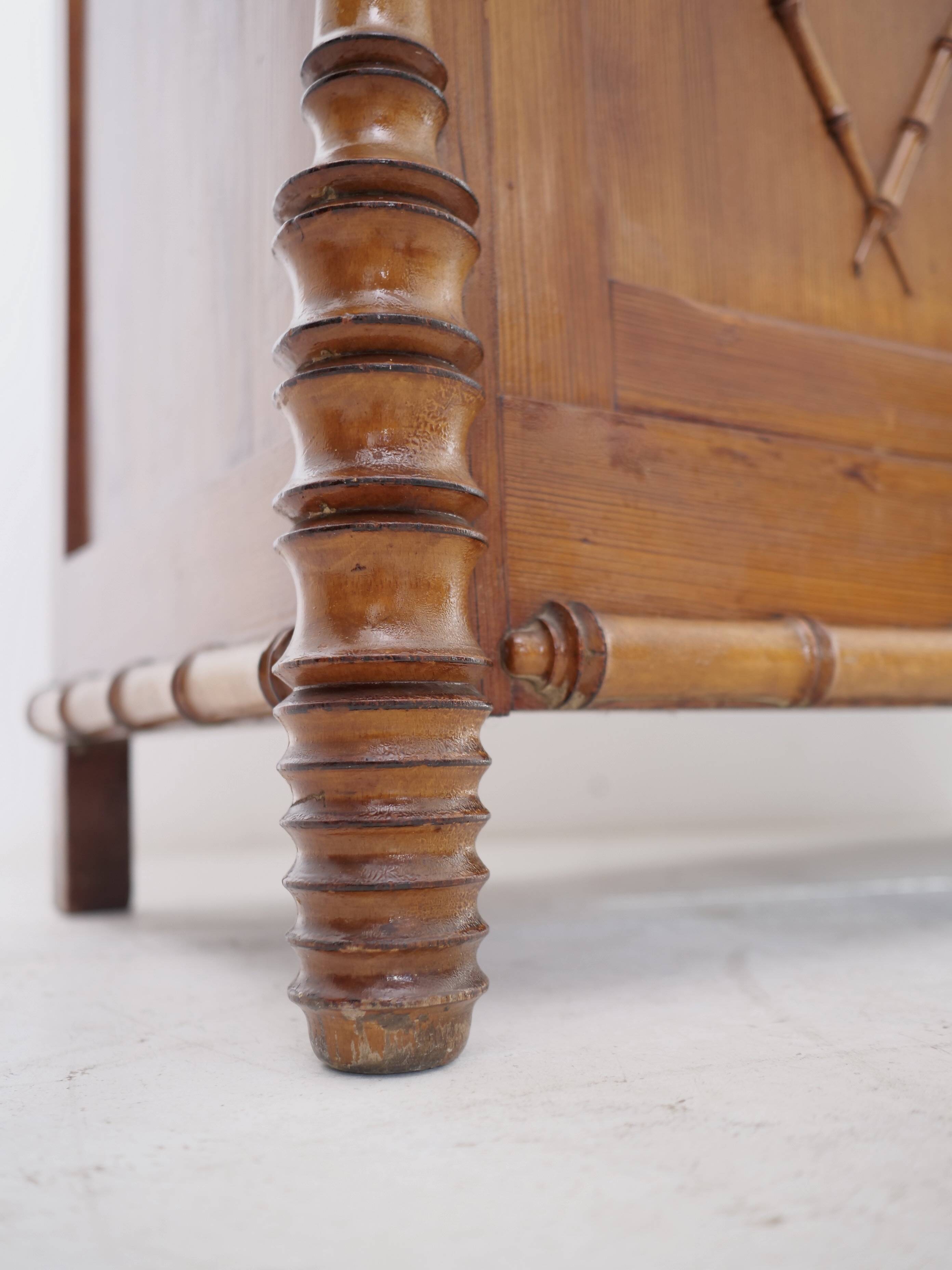 Late 19th century faux bamboo chest of drawers in pine