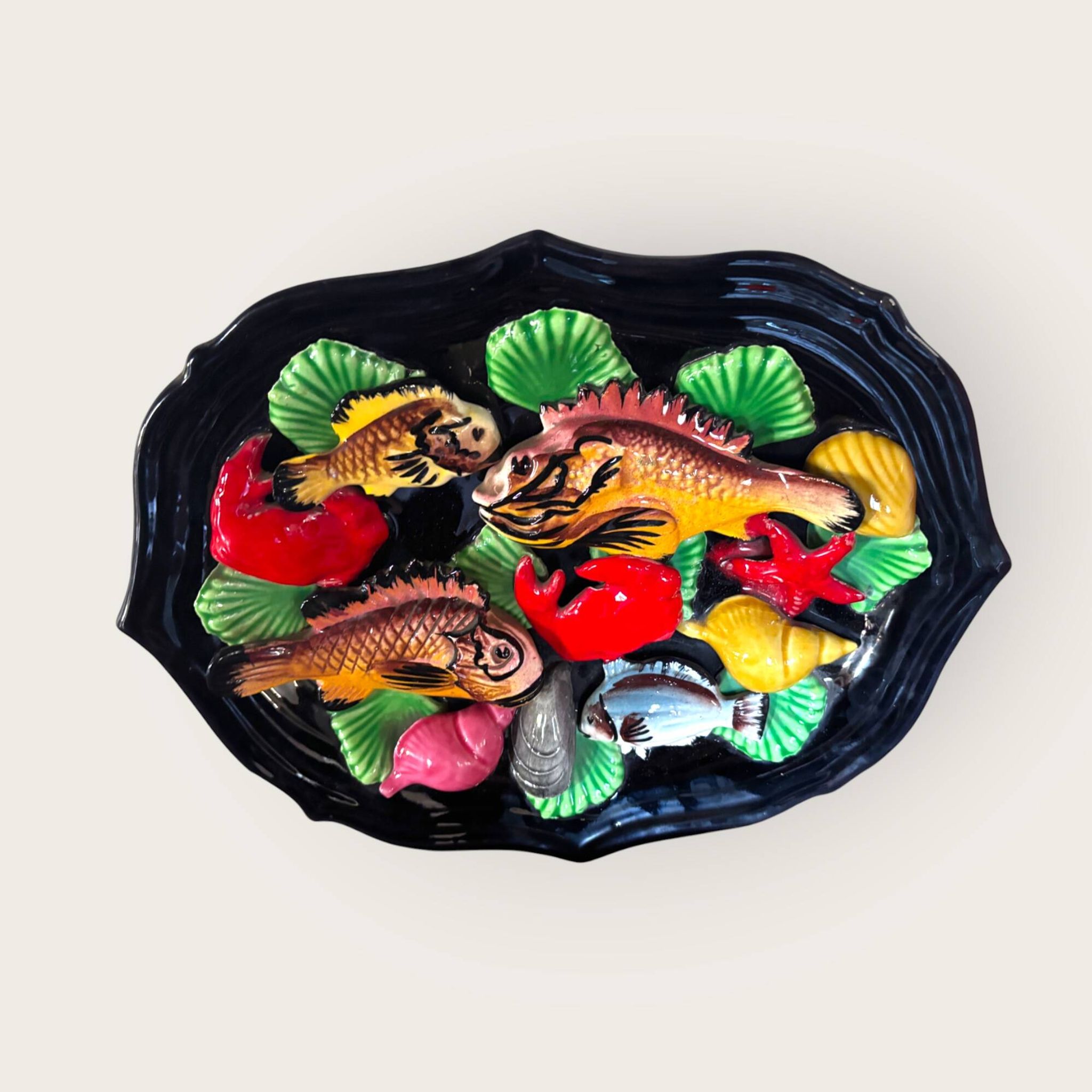 Vallauris wall decoration in polychrome ceramic, marine decor 1960.
