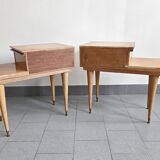Pair of vintage 1960s asymmetrical bedside tables