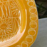 Rare plat du céramiste Jacques Pouchain année 50 céramique jaune Poet