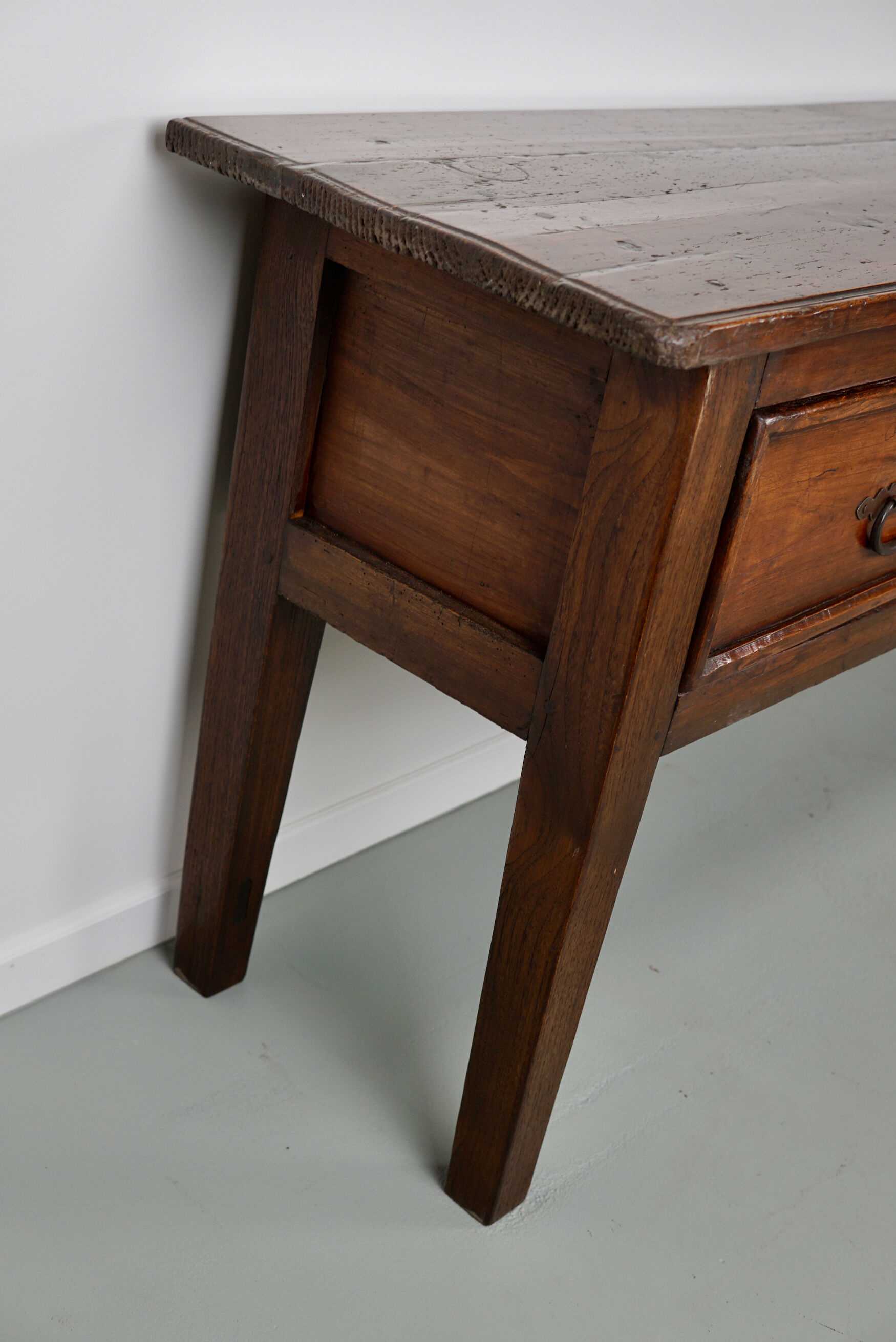 Antique french rustic farmhouse fruitwood & oak side table