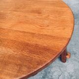 Brutalist Handcrafted Oak Coffee Table, Netherlands, 1950s