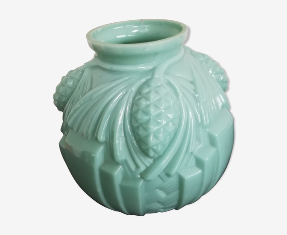 Vase art déco opaline verte