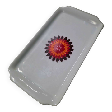 Rectangular porcelain plateau Eschenbach - Flower decor 70s