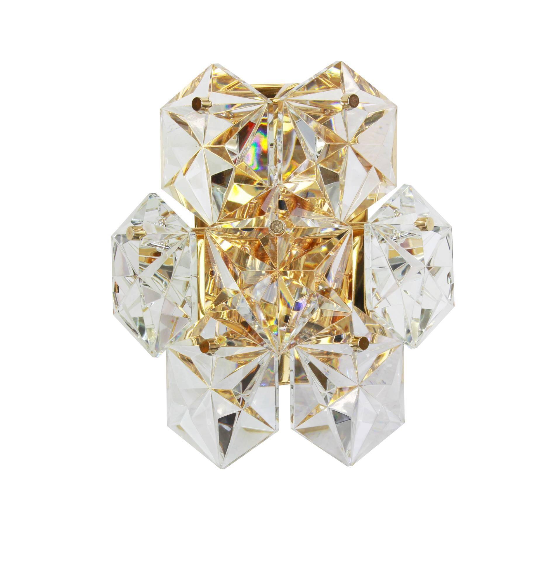 Pair of crystal wall lights by Kinkeldey, Germany, 1970s.