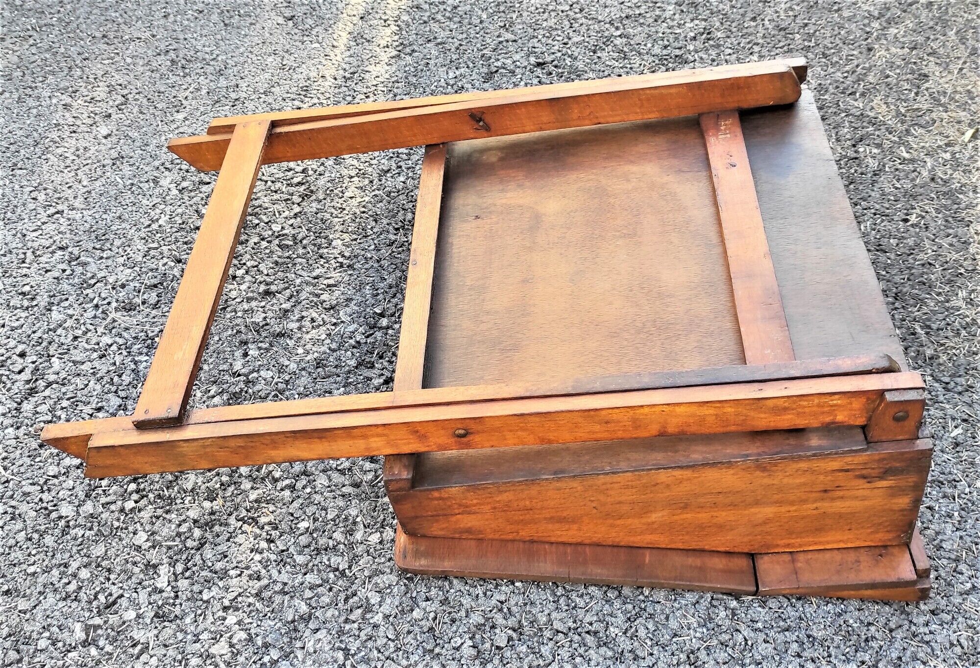 Old Desk, Foldable School Table with its porcelain inkwell