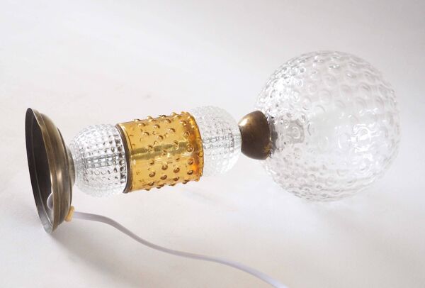 Lampe verre à bulles et ambré