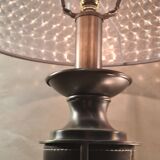 Lamp 1970 sheathed in brown leather iron brush 48xh74