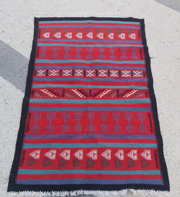Tapis kilim multicolore fait main 100x145cm