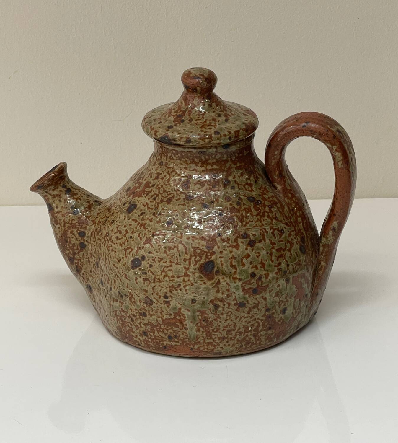 Vintage glazed ceramic sculptural teapot from the 1970s.
