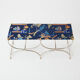 Brass jacquard steel curule bench from Maison Jansen circa 1960