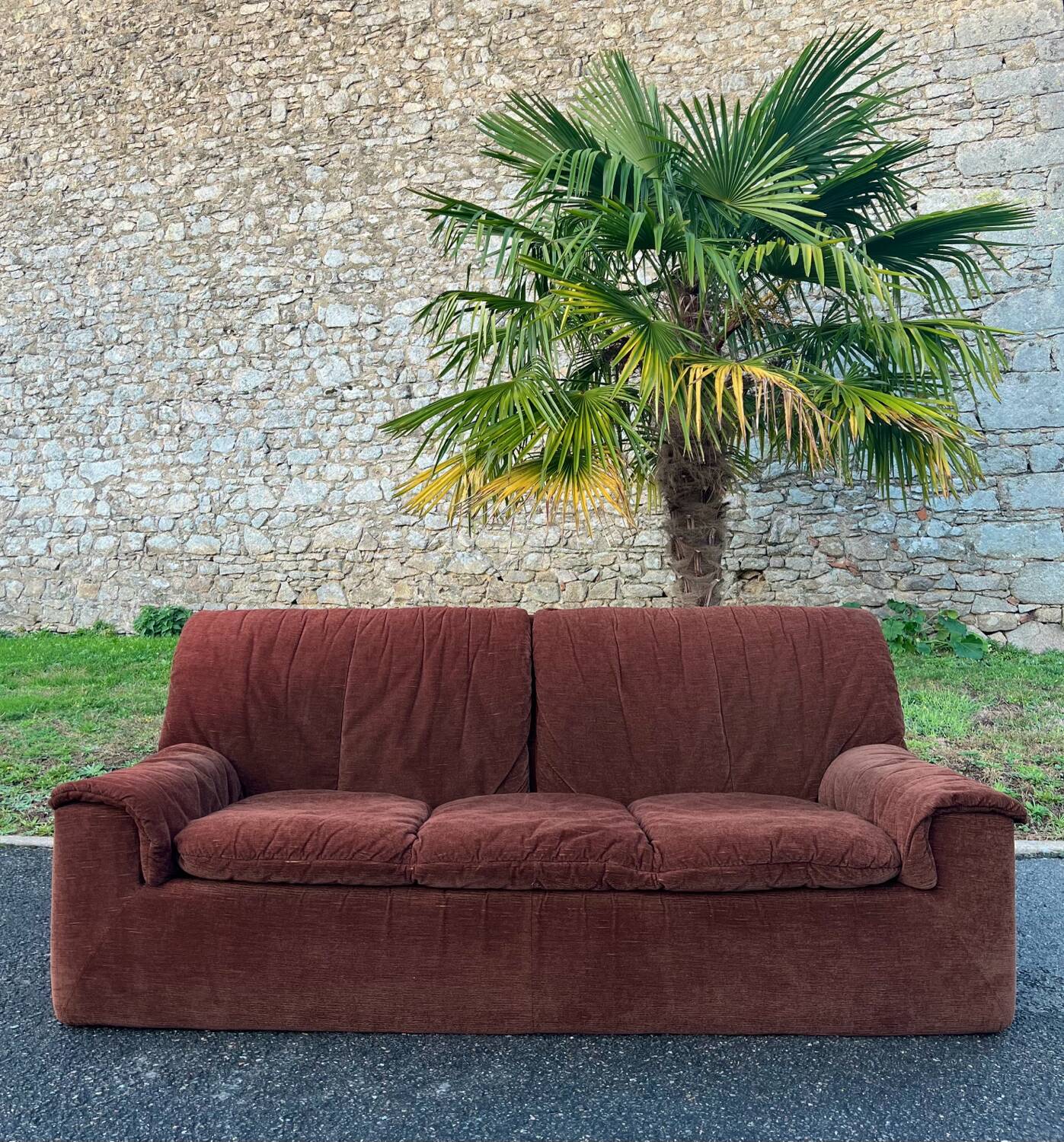 Cinna sofa kirk model brown velvet 1970 vintage