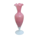 Pink vase foot twisted milk glass