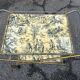 Vintage gold folding wheeled dessert trolley Toile de Jouy 1970s bar furniture