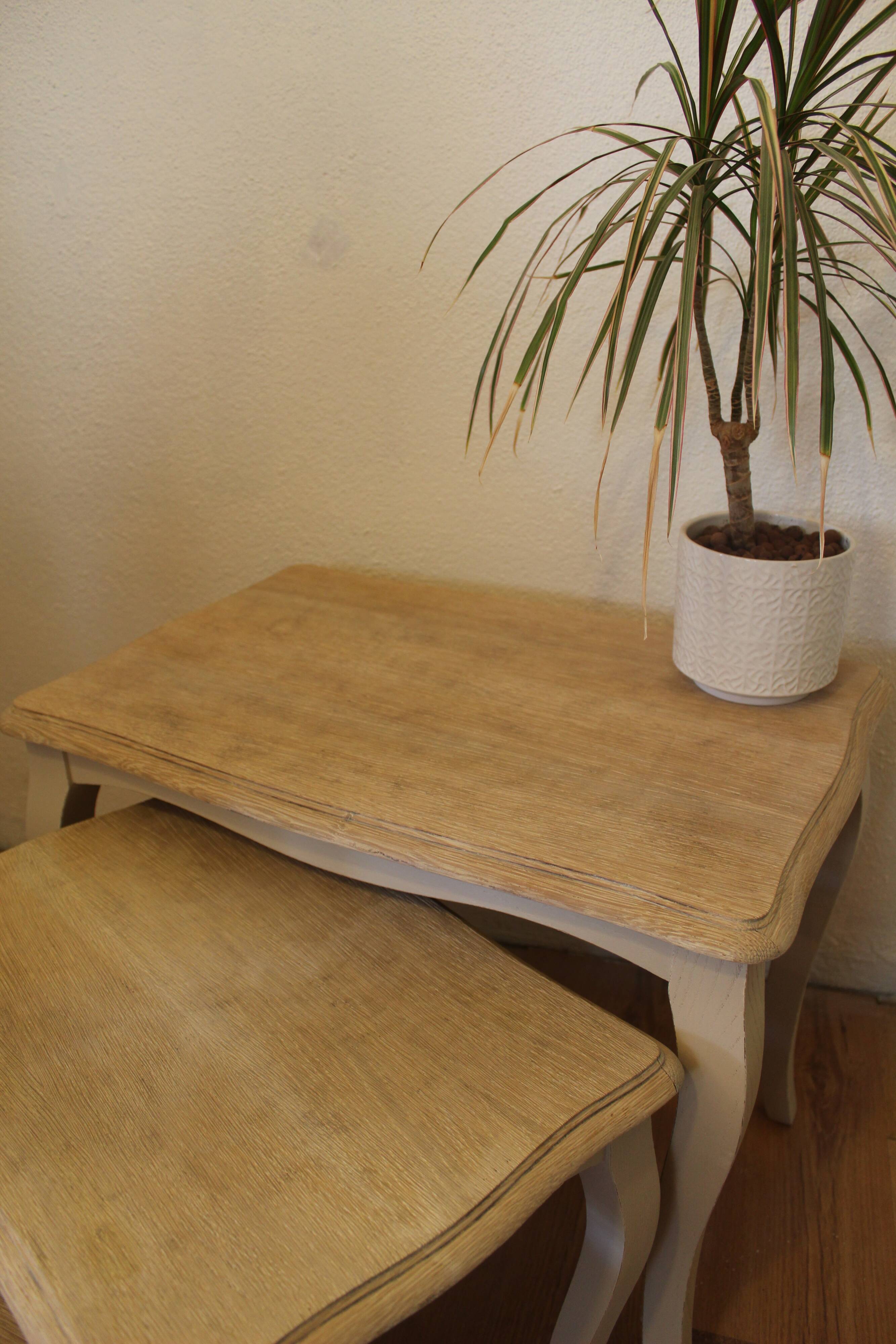 Patinated oak nesting tables