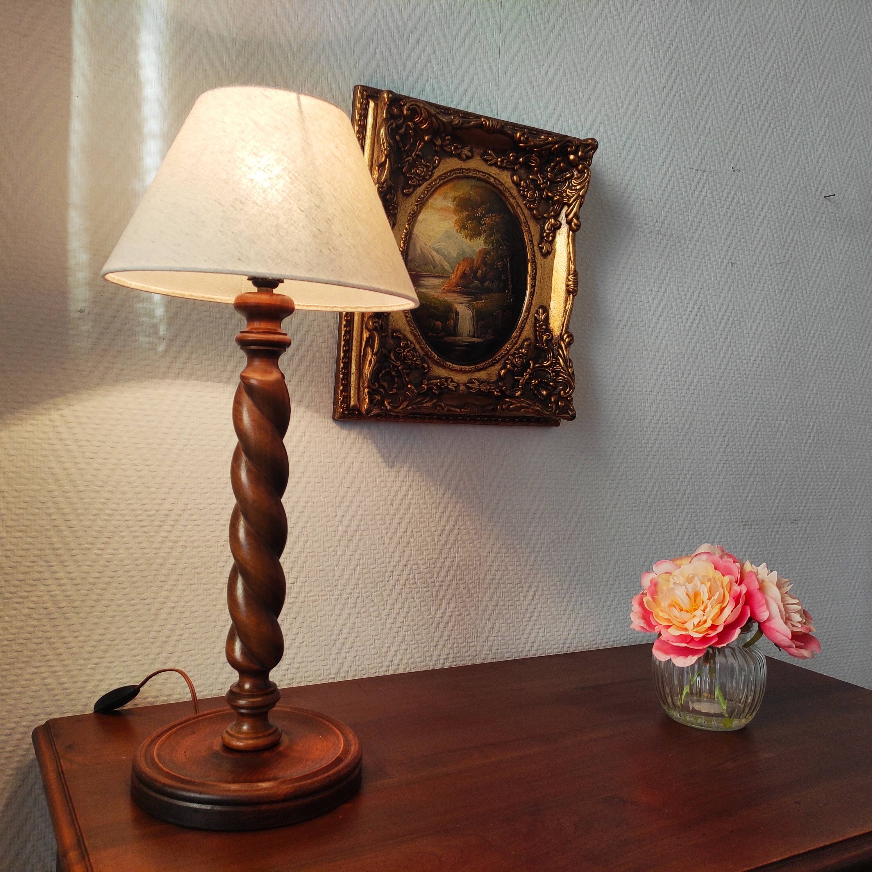 French lamp from the mid-20th century in twisted wood.