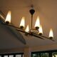 Mid-Century 6-Light Chandelier - Opaline and Brass