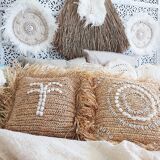 Shelly cushion in raffia, 40x40