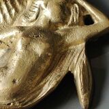 Art Nouveau Empty Pocket/Nude of a Woman/Mermaid on Shell. In gilded patinated bronze. Dim 20 x 10 cm
