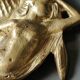 Vide Poche Art Nouveaux/Nu de Femme/Sirène sur coquillage. En bronze patiné doré. Dim 20 x 10 cm