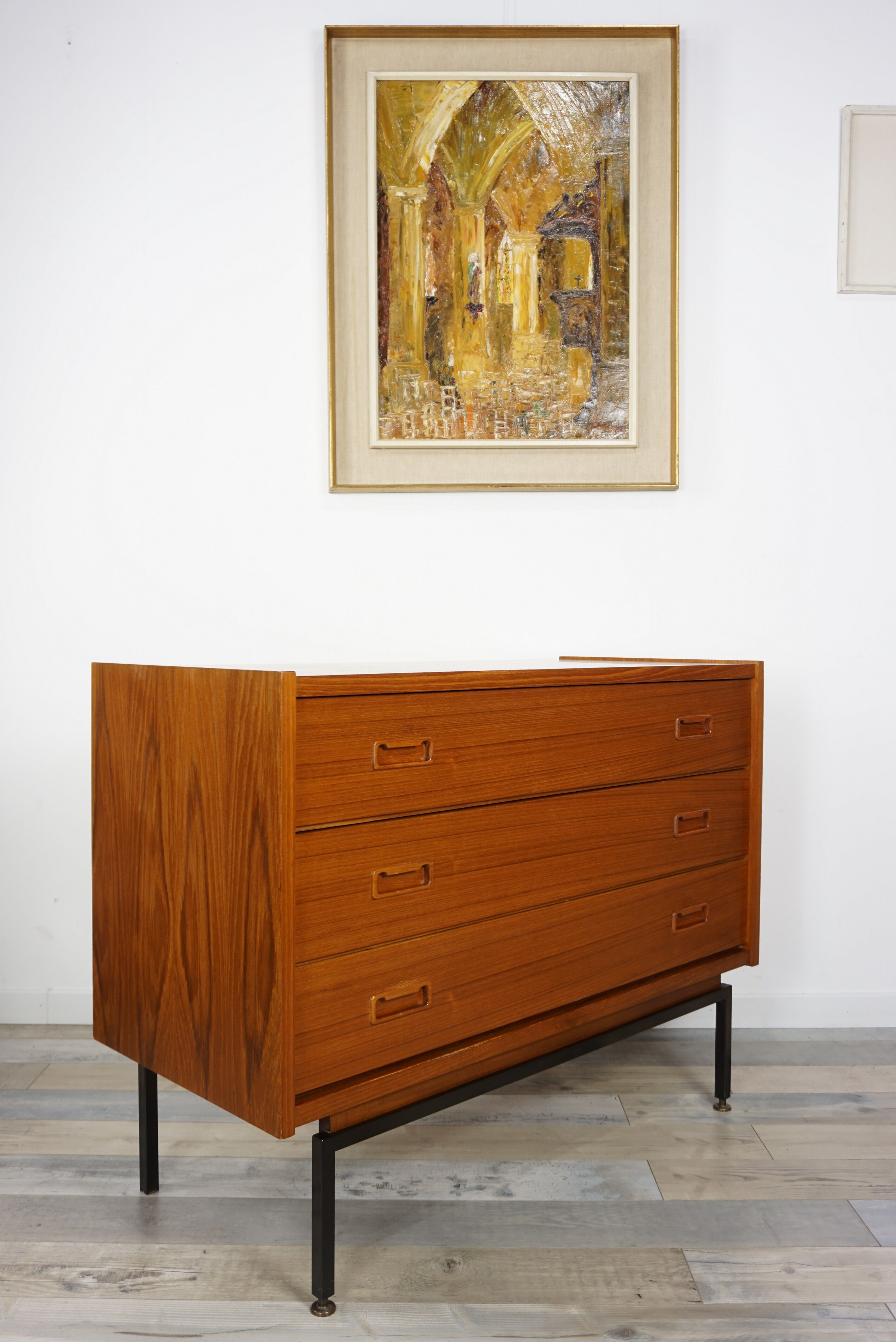 Commode en teck et métal années 60