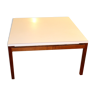 Table basse carrée années 70 plateau blanc piétement teck