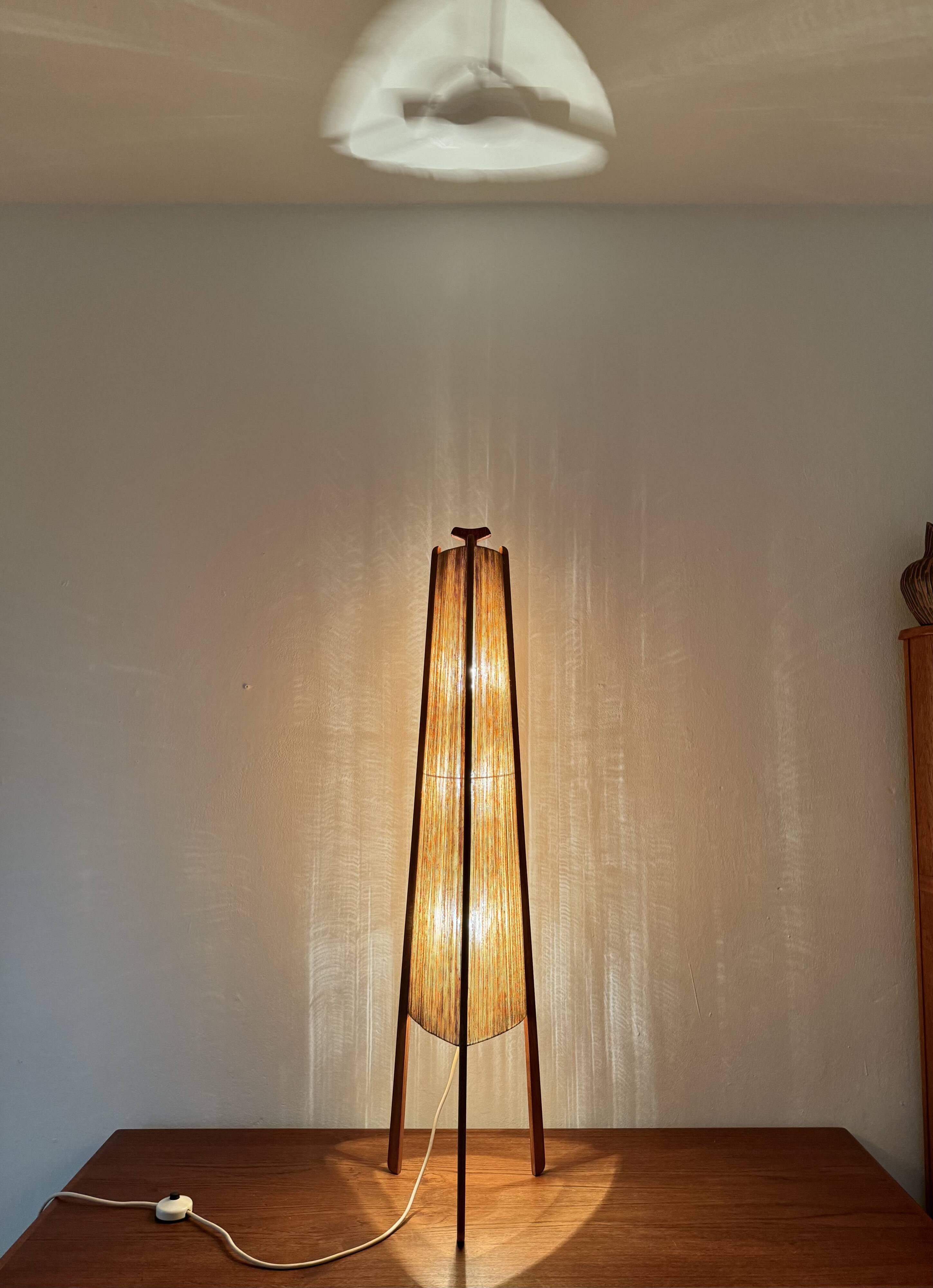 Sisal and Teak Floor Lamp by Temde
