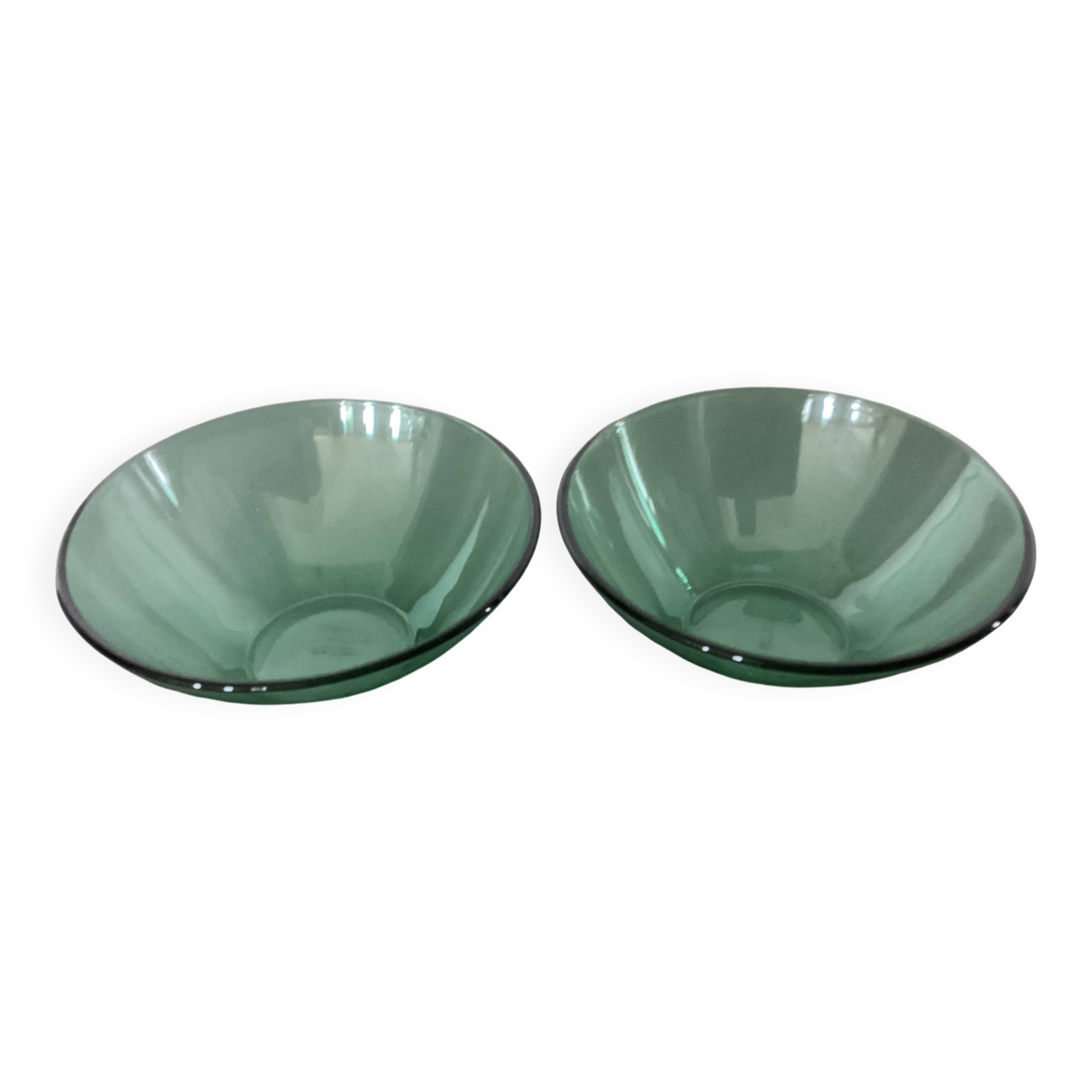 2 coupelles Huilor en verre vert