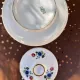 Earthenware vegetable dish Digoin Sarreguemines Sandrine, flowers and golden borders.