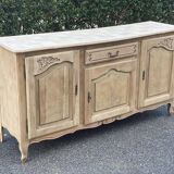 Louis XV sideboard renovated in raw oak and marquetry 3 doors 180cm