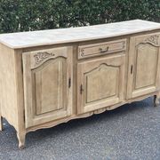 Louis XV sideboard renovated in raw oak and marquetry 3 doors 180cm