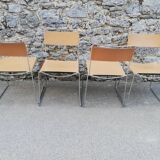 Chrome metal chair upholstered in leather 1970 Giandomenico Belotti