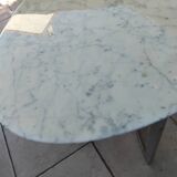 Carrara marble and chrome dining table, vintage Italy, 70s style