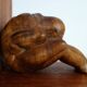 Vintage wooden bookends weeping Buddha