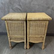 Pair of rattan bedside tables
