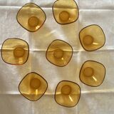 Set of 8 vintage Vereco rectangular bowls, honey color, 80s