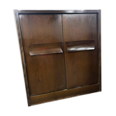 Buffet, bar brutaliste vintage en bois foncé