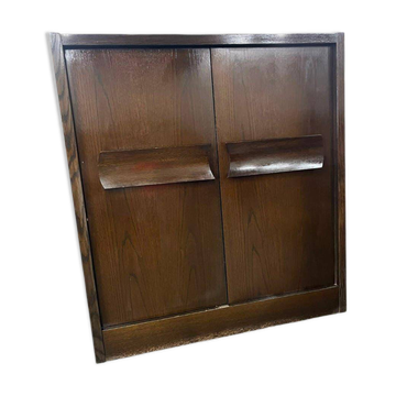 Buffet, bar brutaliste vintage en bois foncé