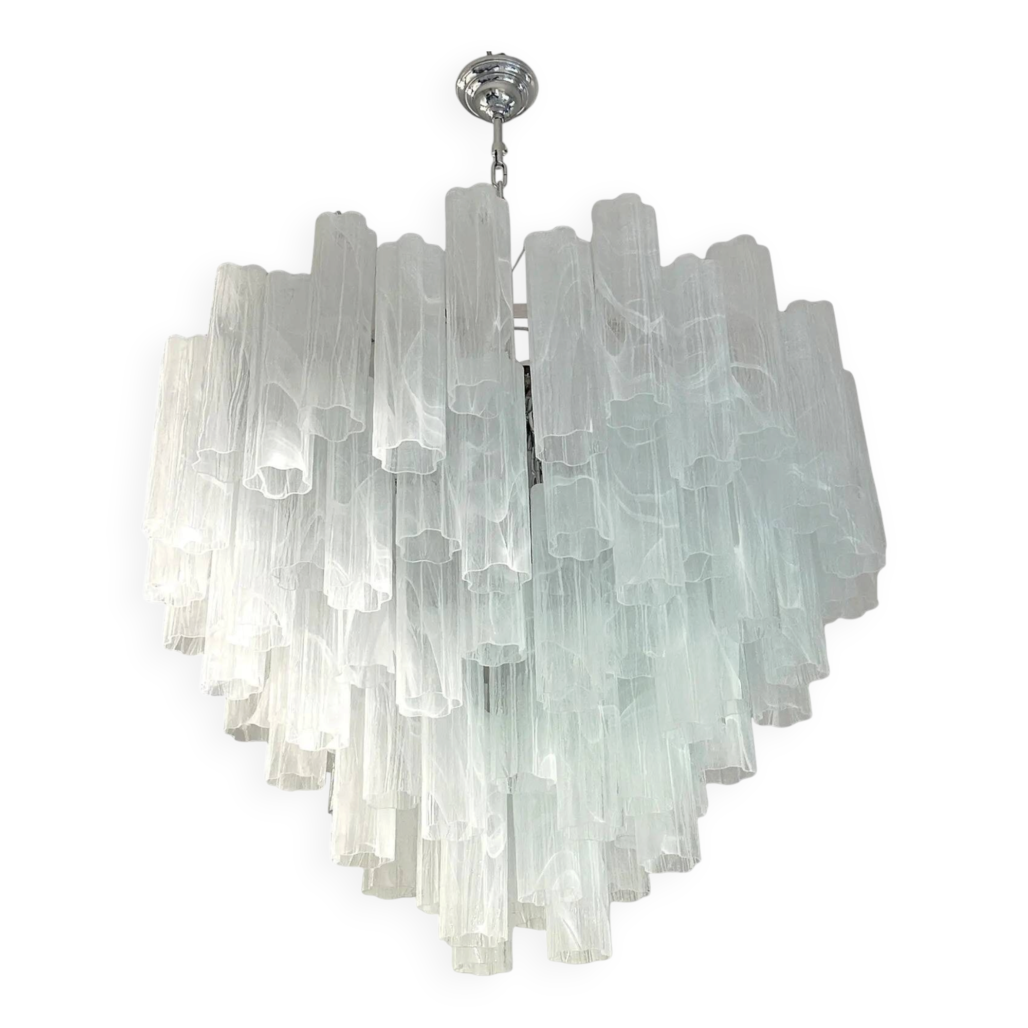 Modern Large Venetian White Alabastro Tronchi Murano Glass Chandelier