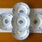 5 antique deep plates in badonviller earthenware
