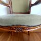 Fauteuil cabriolet vert Louis XV