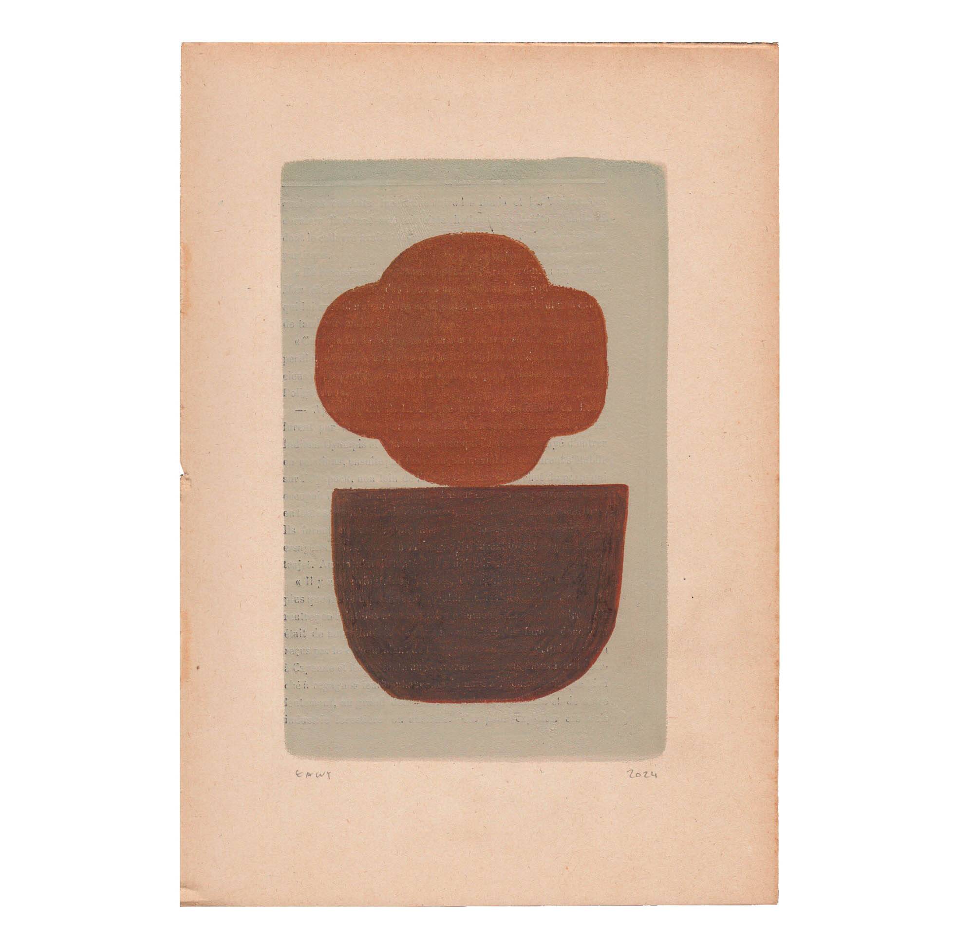 Paintings on old paper - abstract paintings signed Eawy