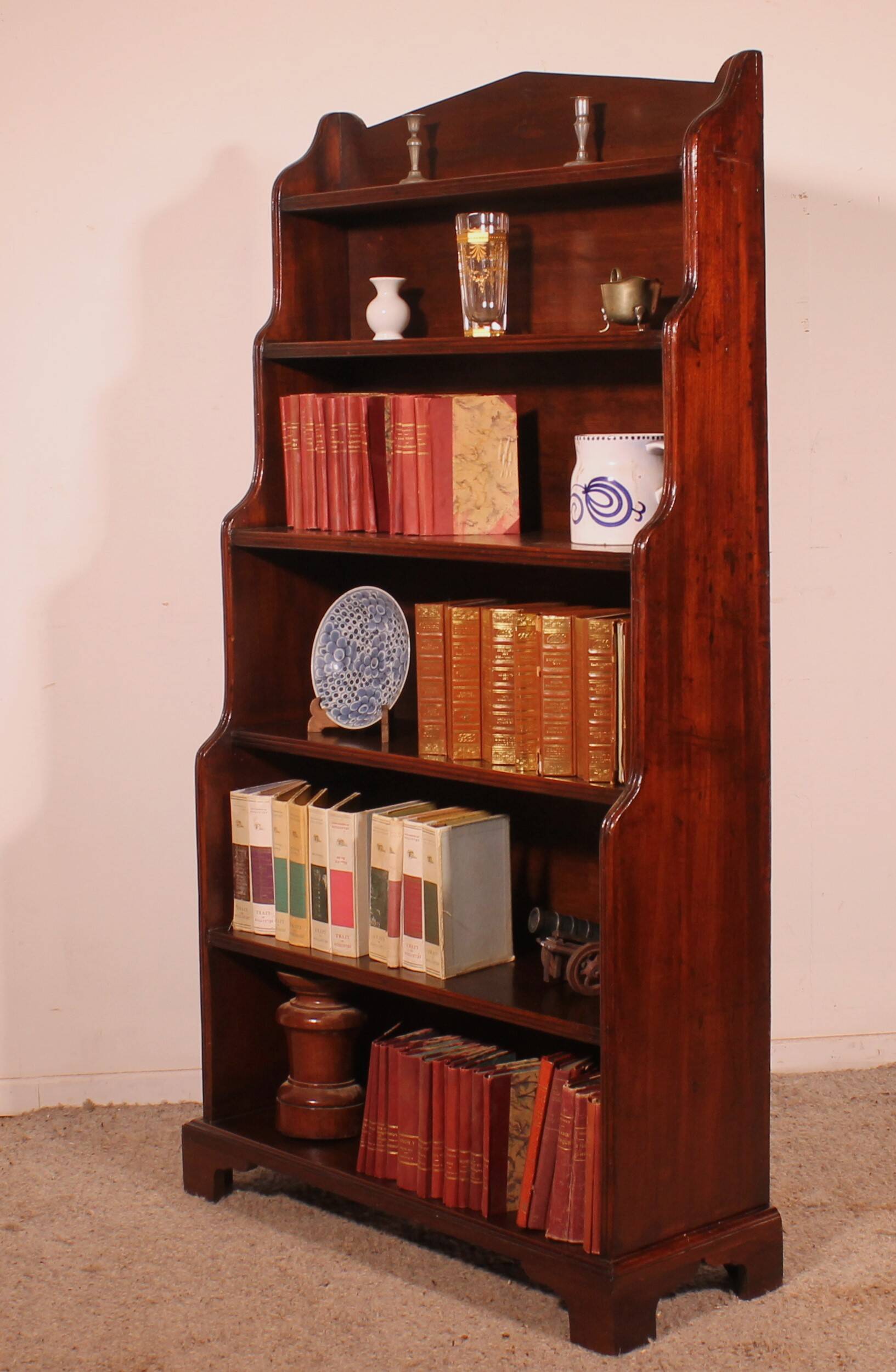 19th Century Mahogany Waterfall Bookcase